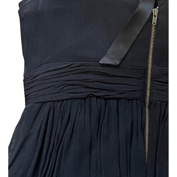 $328 Anthropologie Tracy Reese 8 Black Silk Mini Dress Rhinestones Pleated Tulle - Picture 5 of 10